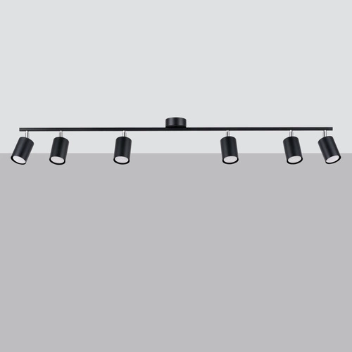 Plafon sufitowy LEMMI 6L czarny nowoczesny metalowy z regulacją do salonu SOLLUX