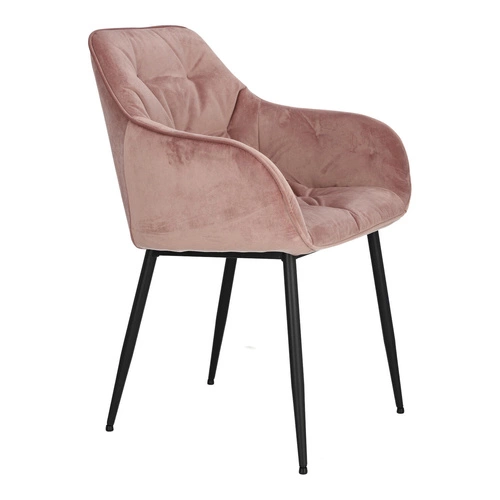Krzesło tapicerowane Brooke Actona do jadalni różowe welurowe z podłokietnikami glamour