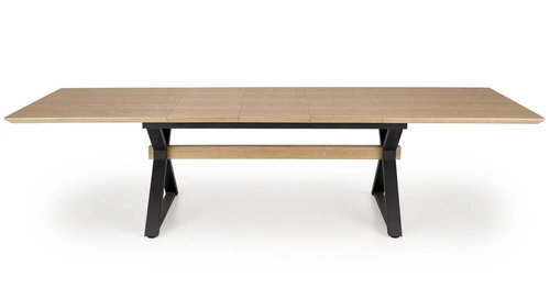 Stół rozkładany do jadalni Lorete 100x180-300 cm nowoczesny drewniany blat czarne nogi Intesi