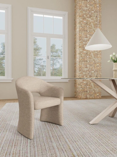 Krzesło Tori beżowe tapicerowane z podłokietnikami do jadalni Actona