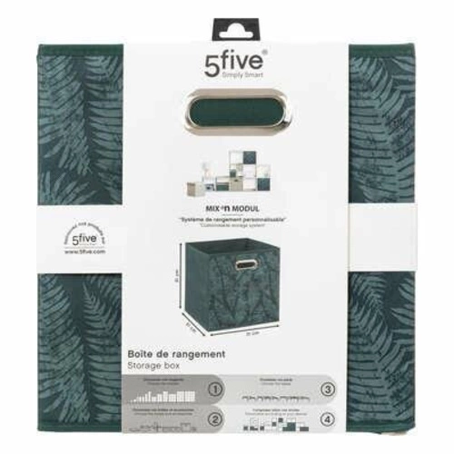 Pudełko do regału 31x31 Herbier zielone składane materiałowe z uchwytem 5five simply smart