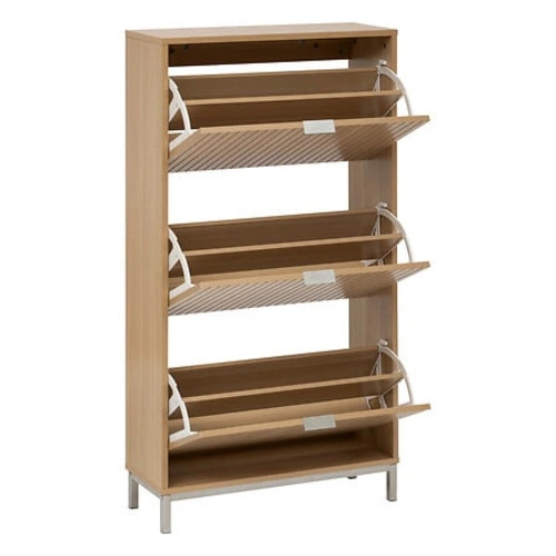 Wysoka szafka na buty Tasso 5five simply smart z ryflowanym frontem, szufladami i złotymi nogami