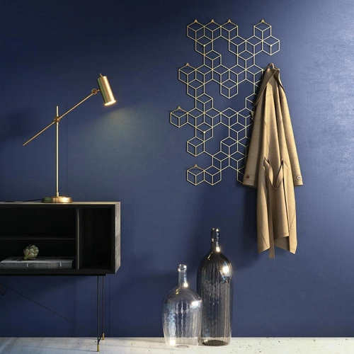 Nowoczesny wieszak ścienny Stiga L Gold do przedpokoju złoty metalowy POLYHEDRA 60 cm