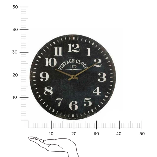 Zegar ścienny retro Alex 38 cm czarny cichy do salonu i sypialni Atmosphera