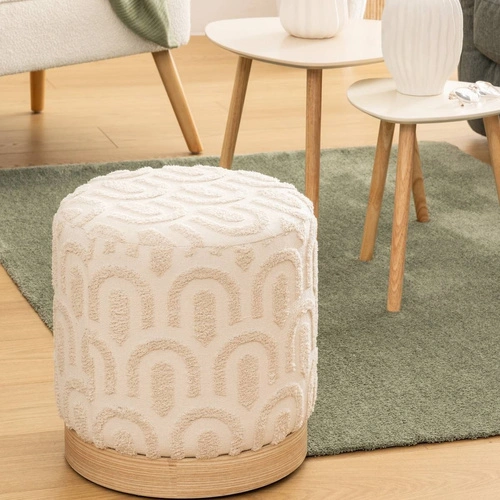 Pufa Copas biała pikowana do salonu i przedpokoju 38 cm