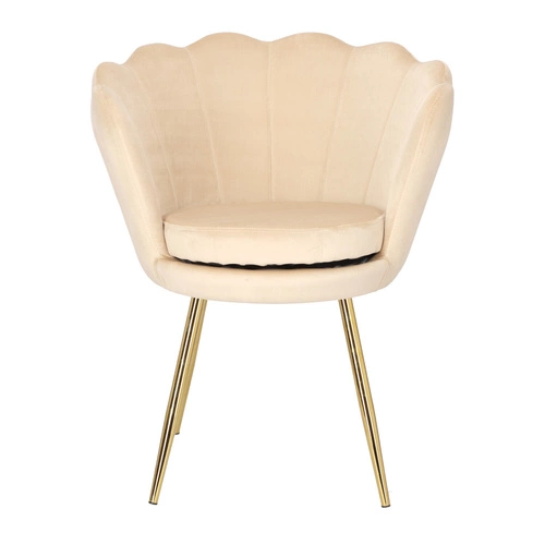 Krzesło tapicerowane welurowe Florencja Intesi beżowe glamour z podłokietnikami do jadalni