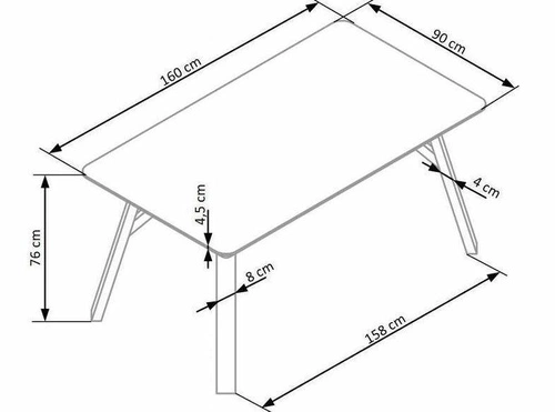 Stół do jadalni loftowy Faxil 160x90 szary beton z czarnymi nogami nowoczesny Intesi