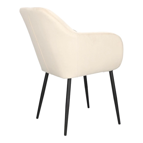 Krzesło tapicerowane welur Emilia Actona beżowe z podłokietnikami do jadalni nowoczesne