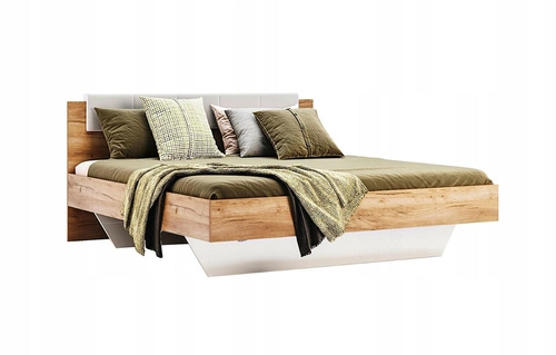 Łóżko do sypialni Tissa 180x200 nowoczesne z zagłówkiem dąb craft biały skandynawskie