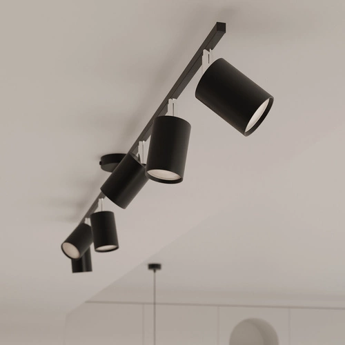 Nowoczesny żyrandol LEMMI 6 czarny metalowy do salonu i jadalni świeci w dół SOLLUX