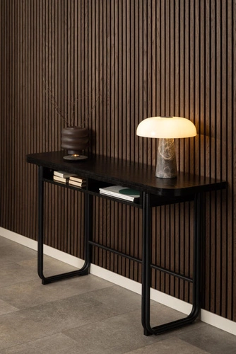 Stół rozkładany Darlington czarny industrialny do jadalni i salonu z półkami Actona 140 cm