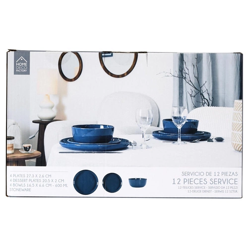 Zestaw obiadowy Temp nowoczesny niebieski komplet talerzy na 4 osoby do jadalni