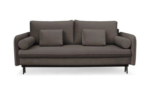 Sofa rozkładana z funkcją spania Diana 3-osobowa skandynawska brązowa do salonu z pojemnikiem