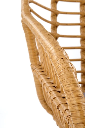 Krzesło rattanowe Pavarisa boho z podłokietnikami do jadalni i salonu naturalny Intesi