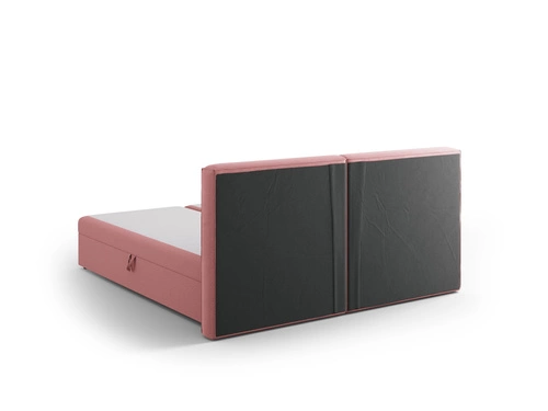 Łóżko tapicerowane Jodie różowe 160x200 z pojemnikiem nowoczesne do sypialni glamour