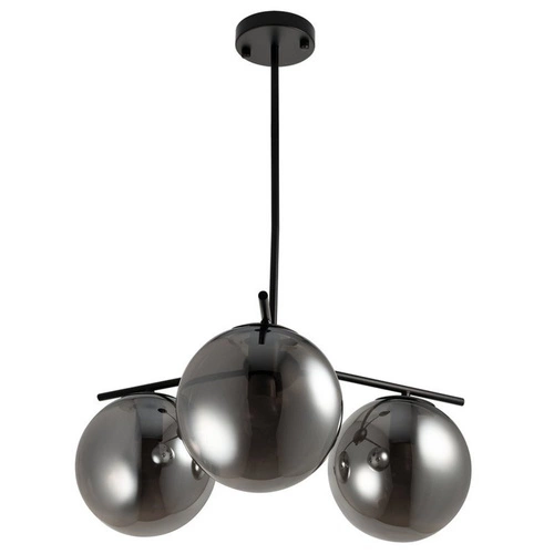 Lampa wisząca kula VENUS-3 szklana szara 60 cm regulowana do salonu i jadalni