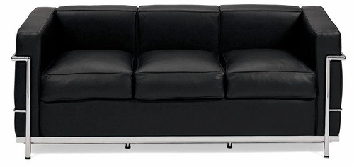 Sofa 3 osobowa Kubik skórzana czarna nowoczesna do salonu lub biura D2.DESIGN