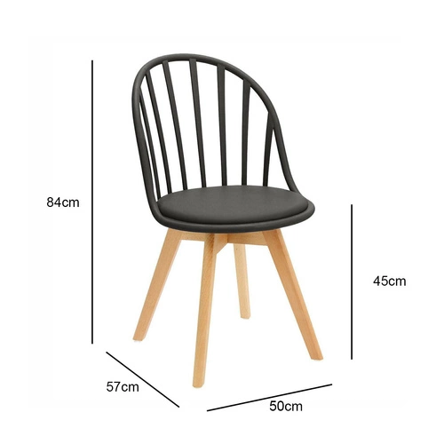 Krzesło do jadalni Sirena Intesi czarne z tworzywa i drewna łatwe w czyszczeniu skandynawskie