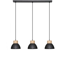 Lampa wisząca Desy industrialna czarna i drewniana regulowana do salonu lub nad stół Atmosphera