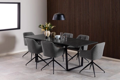 Krzesło tapicerowane obrotowe Brooke do jadalni i salonu antracytowe nowoczesne z podłokietnikami