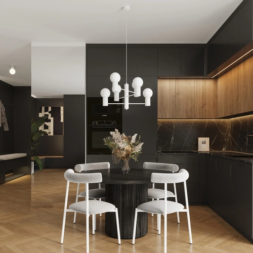 Żyrandol nowoczesny HALO 6 biały szklany do salonu i jadalni lampa sufitowa