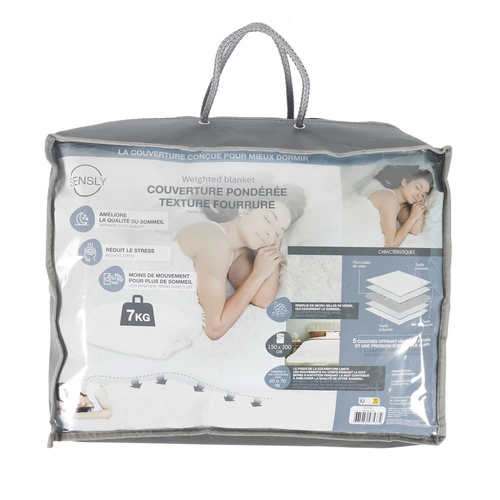 Koc obciążeniowy Furry 150x200 cm biały puszysty i ciepły na łóżko do sypialni