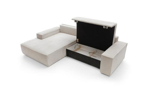 Narożnik z funkcją spania Molde M prawy sztruksowy szary z pojemnikiem do salonu Intesi