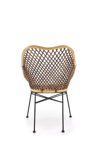 Krzesło rattanowe Mauri boho z podłokietnikami do jadalni i salonu brązowe Intesi