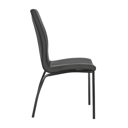 Krzesło tapicerowane ekoskóra Asama Actona czarne do jadalni nowoczesne na metalowych nogach