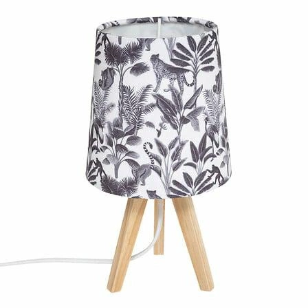 Lampka nocna boho z abażurem Jungle Atmosphera do pokoju dziecięcego biała drewniana 24 cm