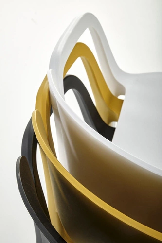 Krzesło Nadine białe do jadalni i ogrodu z tworzywa, nowoczesne, sztaplowane, z podłokietnikami