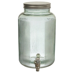 Szklany słój do napojów 5l Intesi nowoczesny zielony z kranikiem na lemoniadę do kuchni