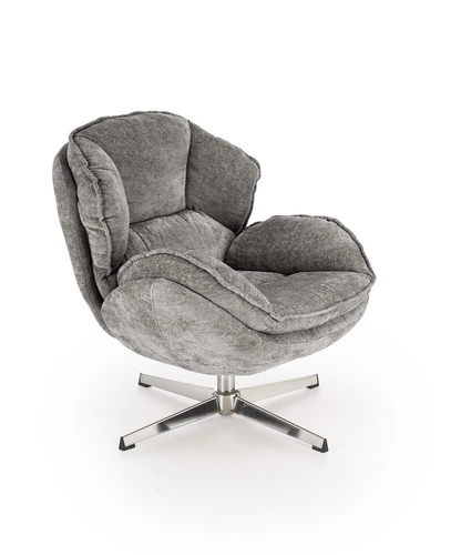 Fotel wypoczynkowy Offred szary nowoczesny do salonu tapicerowany minimalistyczny Intesi