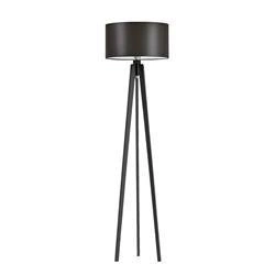 Lampa stojąca do salonu drewniana trójnóg glamour MIAMI Lysne z abażurem brązowym 148 cm