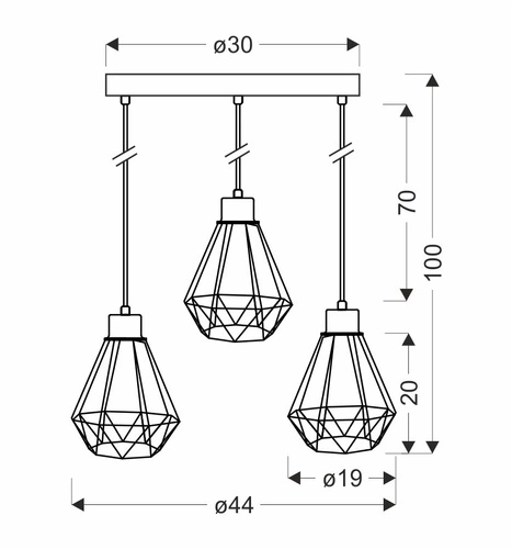 Lampa wisząca Primo talerz czarny+złoty  3x60W E27 klosz czarny
