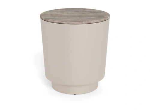 Stolik kawowy Cangas okrągły 45 cm szary marmur nowoczesny do salonu