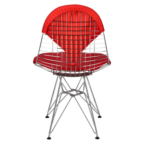 Krzesło metalowe Net Double czerwone do jadalni nowoczesne druciane D2.DESIGN chromowane