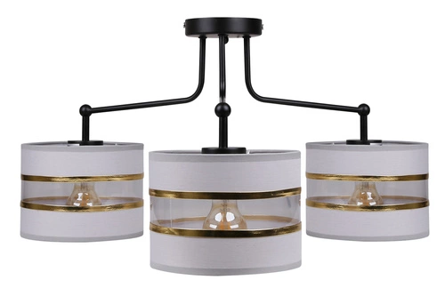 Lampa wisząca Andy czarny 3x40W E27  abażur szary+złoty