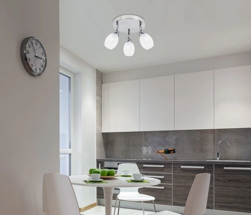 Plafon LED okrągły Rico nowoczesny chrom biały z regulacją kloszy do salonu CANDELLUX