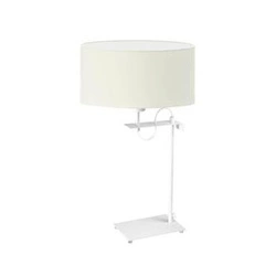 Lampka nocna do sypialni Alaska nowoczesna z abażurem ecru na białym stelażu LYSNE 55 cm