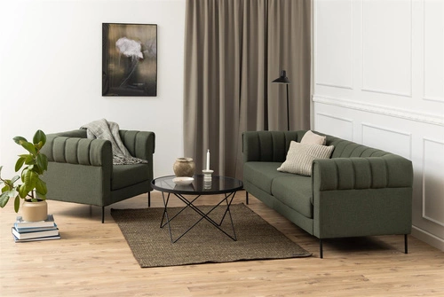 Stolik kawowy okrągły szklany Cuxton 80 cm czarny dymiony nowoczesny do salonu Actona