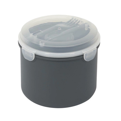 Lunchbox Round Intesi 1,4l antracytowy z przegródkami i sztućcami do pracy lub szkoły