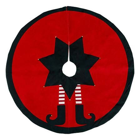 Klasyczny czerwony dywanik pod choinkę Elf 90 cm dekoracja bożonarodzeniowa do salonu Feeric Christmas