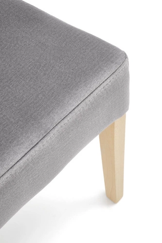 Krzesło tapicerowane welurowe Xsavier Intesi do jadalni i salonu szare z drewnianymi nogami