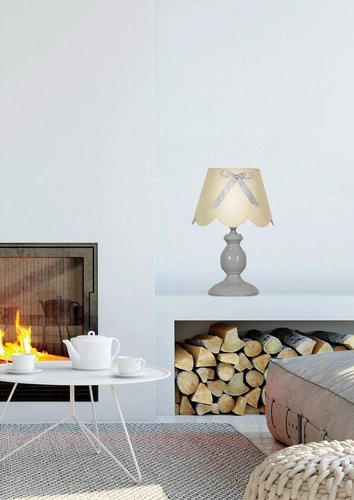 Lampka nocna do sypialni Whilma skandynawska z abażurem szara dekoracyjna CANDELLUX 30 cm