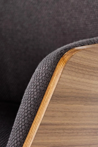 Fotel tapicerowany Calderon szary orzech na płozach do salonu nowoczesny industrialny Intesi