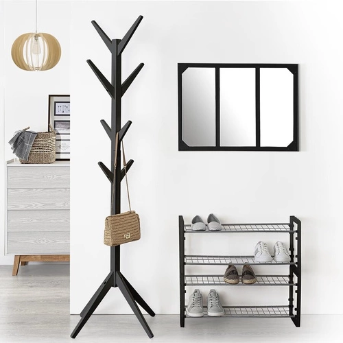 Nowoczesny czarny stojak na buty Staky 5five simply smart do przedpokoju, 2 półki, lekki