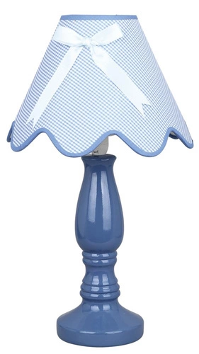 Lampka nocna do sypialni Lola niebieska nowoczesna ceramiczna z abażurem CANDELLUX 41 cm