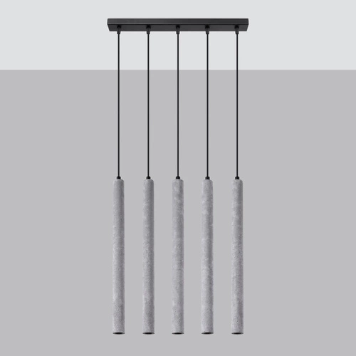 Nowoczesna lampa wisząca betonowa Pastelo 5L szara do salonu jadalni lub kuchni