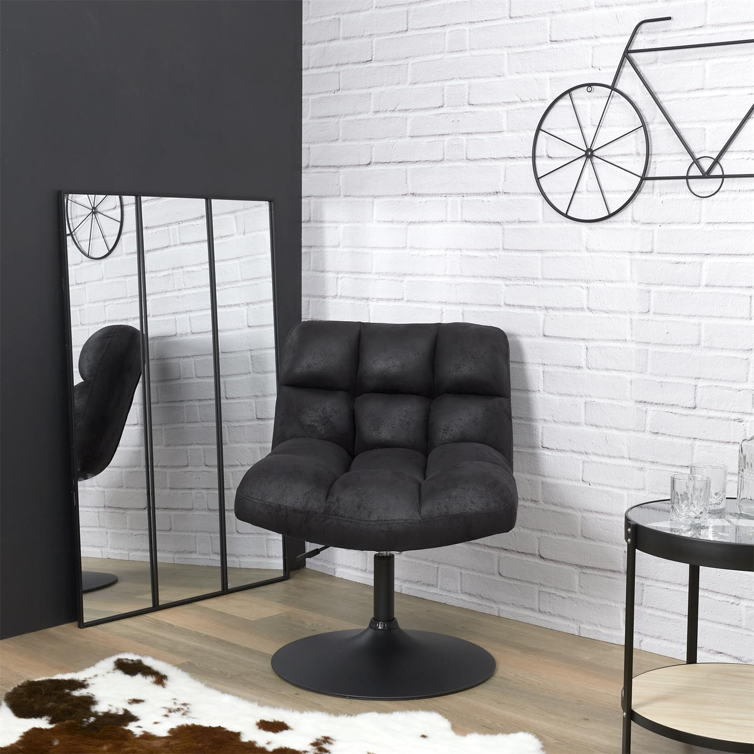 Fotel Anton obrotowy czarny vintage PU